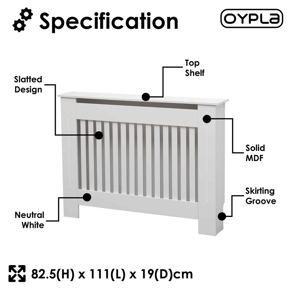 image 1 of Medium White Wooden Slatted Grill Radiator Cover MDF Cabinet