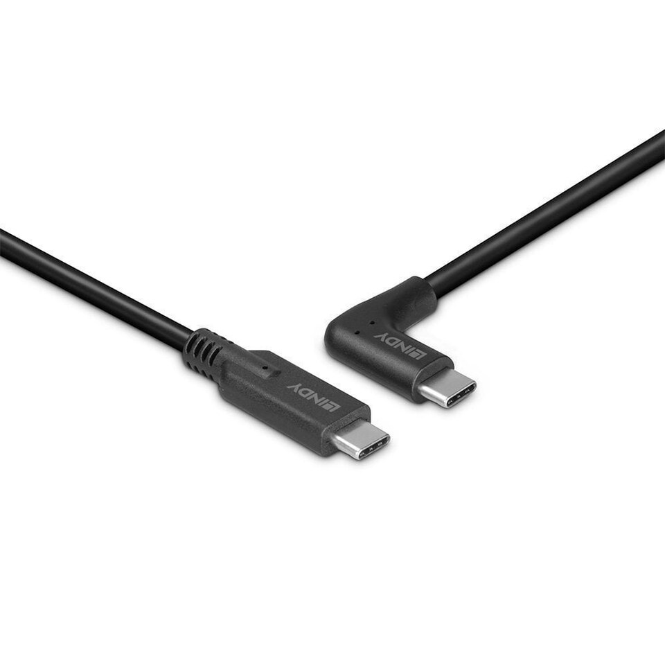 image 1 of 0.5m USB 3.2 Straight USB-C to Right-Angled USB-C Cable, 10Gbps