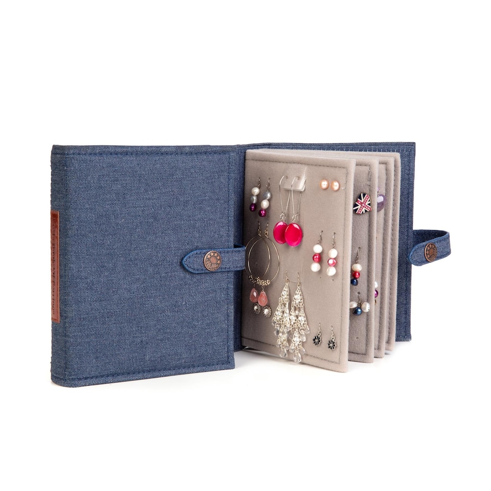 image 1 of Little Shop Of Book of Earrings - Denim Blue, Holds 48 Pairs