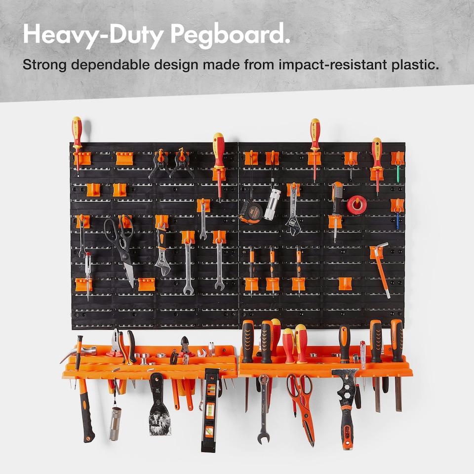 image 1 of VonHaus Garage Tool Storage with Shelf and Pegboard for Multiple Tools