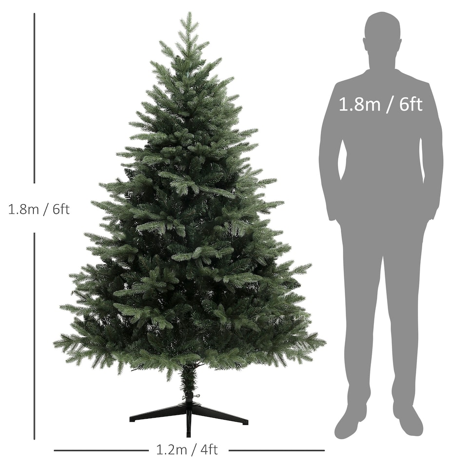 image 1 of HOMCOM 6ft Artificial Spurce Christmas Tree with 1696 Branches
