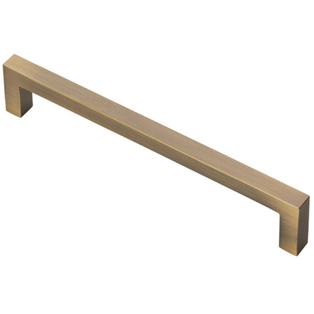 Loops Square Block Pull Handle 170 x 10mm 160mm Fixing Centres Antique Brass in Metallics