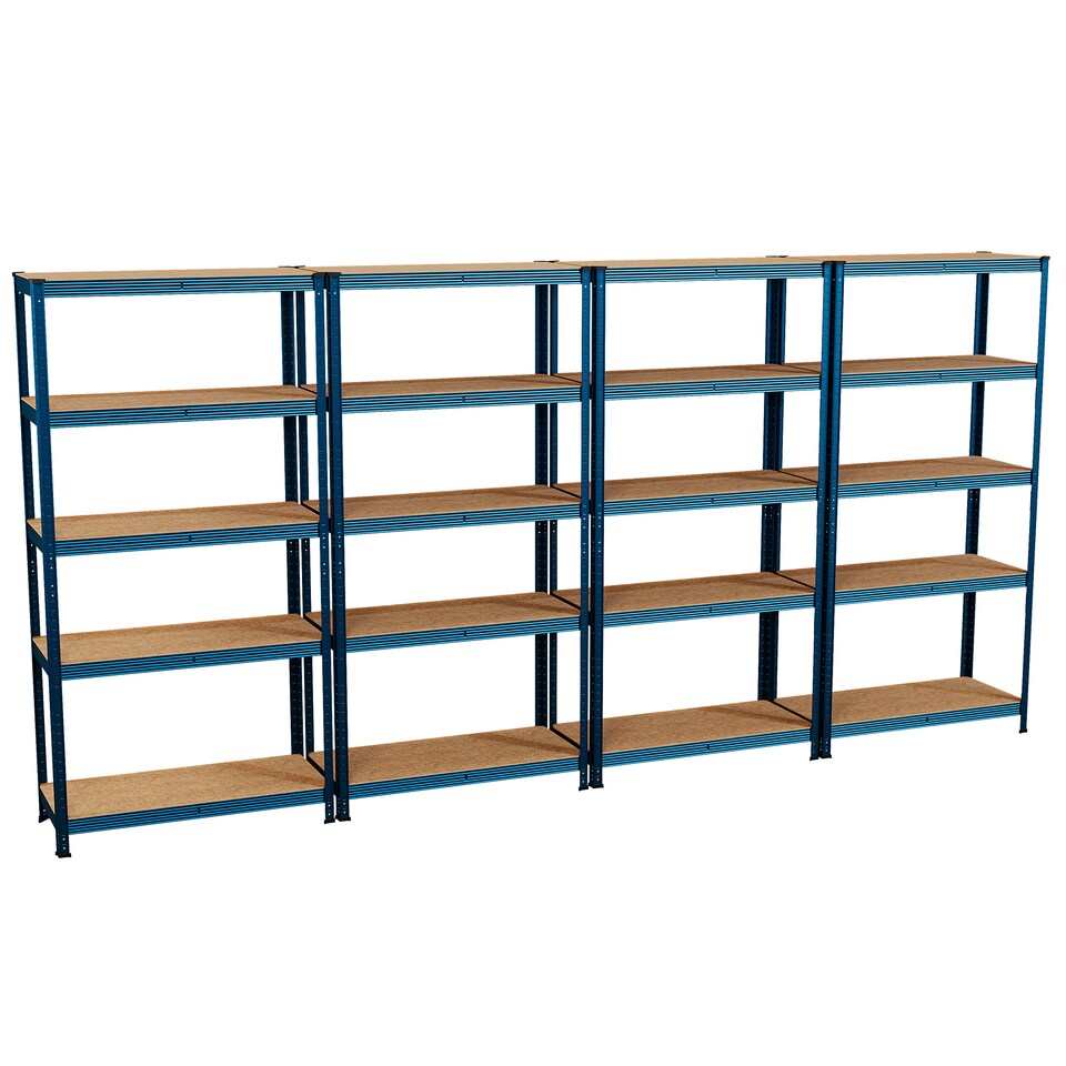 image 1 of Home Vida 5 Tier Heavy Duty Adjustable Steel Garage Shelving, Blue - Holds 875kg - (Set of 4) | Blue | Blue | Medium