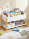 image 3 of SoBuy Children's Bookcase with 4 Compartments & Bottom Shelf, White/Natural, 33.5x16.5x17.7 inches, 12.8 kg - KMB35-W