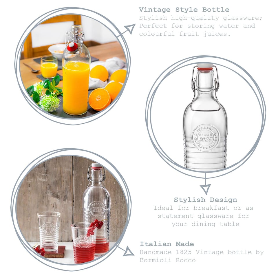 image 1 of Bormioli Rocco Officina 1825 Glass Swing Bottle - 1.2 Litre