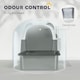 image 6 of PawHut XL Stainless Steel Litter Box Tray with Lid, Panda Style Black