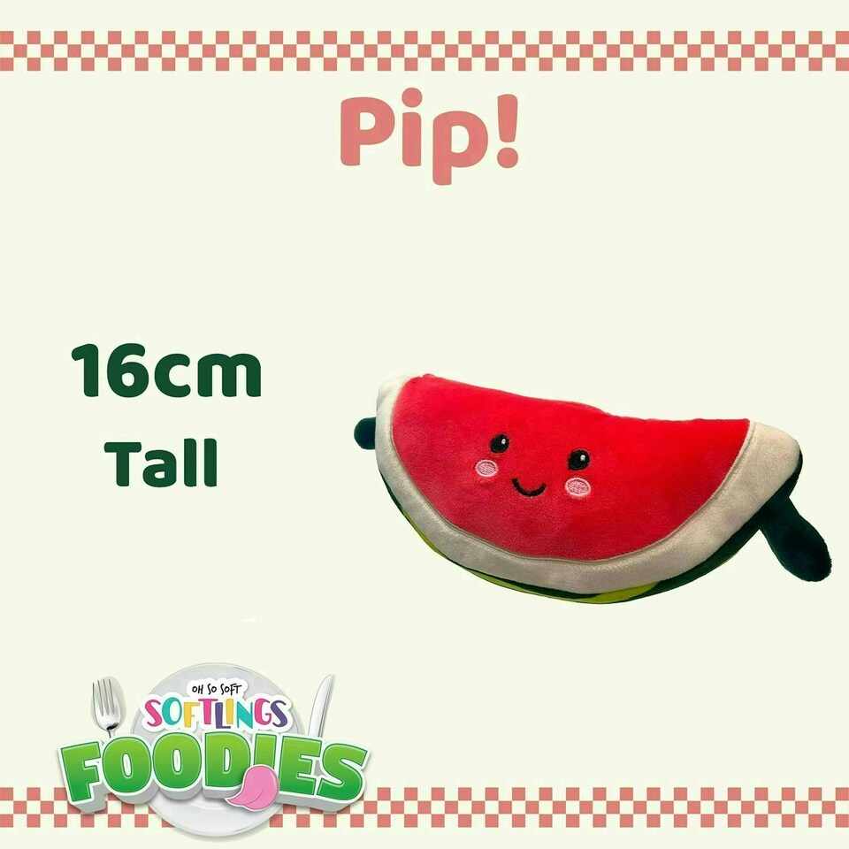 image 1 of Watermelon Soft Toy Food Themed Cute Plush Cuddly Soft Fluffy 16cm Red