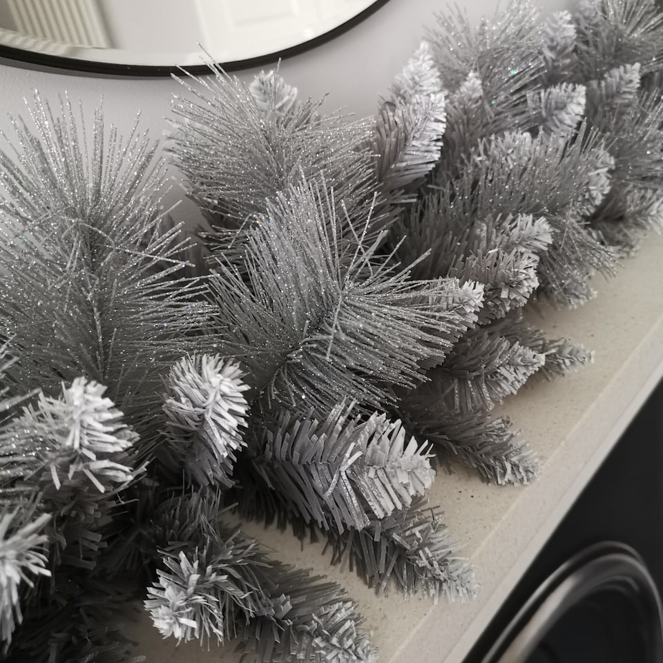 image 1 of Premier 6ft (1.8m) Christmas Silver Garland With Some Glitter Tips