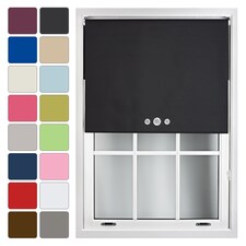 FURNISHED Blackout Roller Blinds with Triple Round Eyelets Cut to Size Easy Fit Window Shade | Black | Black | (W) 60cm x (L) 210cm