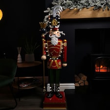119cm Light Up Nutcracker Soldier LED Christmas Wooden Ornament Home Decoration