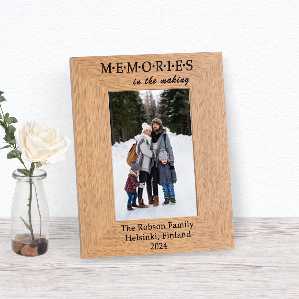 image 1 of Personalised Memories Wood Picture Frame 7 x 5 Family Gift