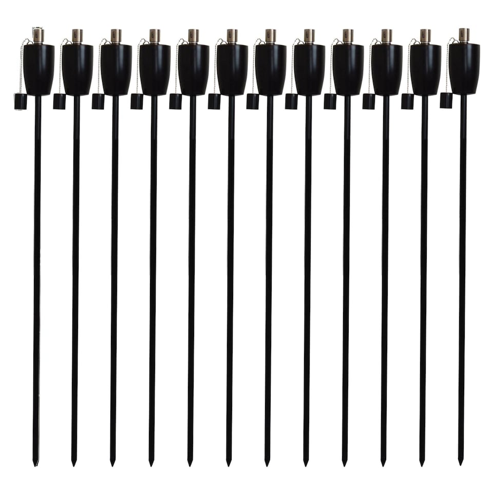 image 1 of Harbour Housewares 146cm Metal Garden Torches - Barrel - Outdoor Lighting Oil Fuel Lamp Candle Flame Lantern | Black | Black | 6
