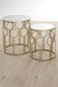 image 2 of Set of 2 Circle Design Champagne Tables,Modern Round Stackable Sofa Side Tables,Mirrored Top End Tables | Gold