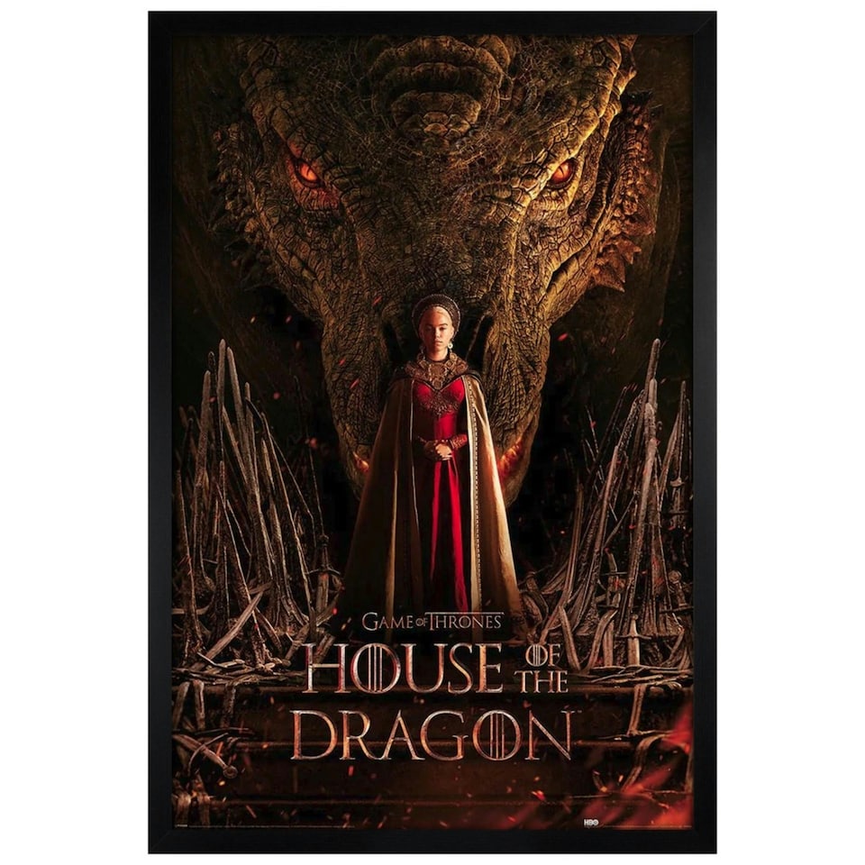 image 1 of Black Wooden Framed  House of the Dragon Dragon Throne Maxi Poster