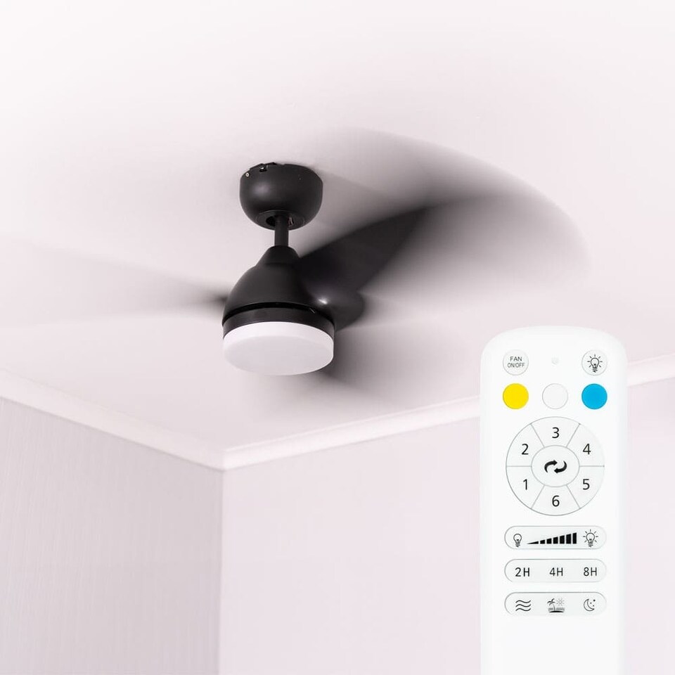 image 1 of ValueLights Black 36 Inch Ceiling Fan Integrated LED & Remote