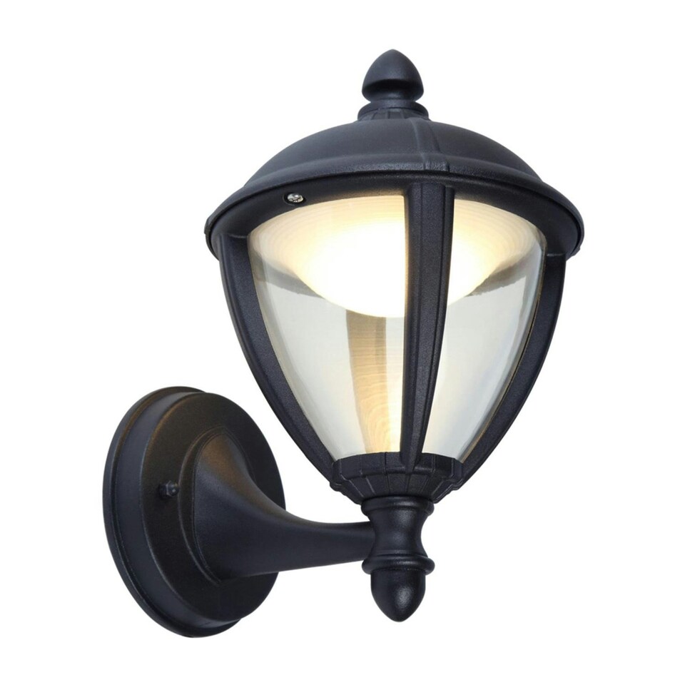 image 1 of Set of 2 Unite - Black LED Outdoor Porch Wall Lights Black | Clear