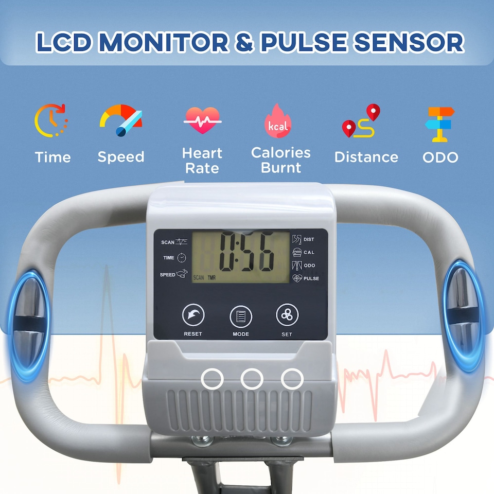 image 1 of HOMCOM 2-In-1 Folding Exercise Bike with 8-Level Magnetic Resistance Grey