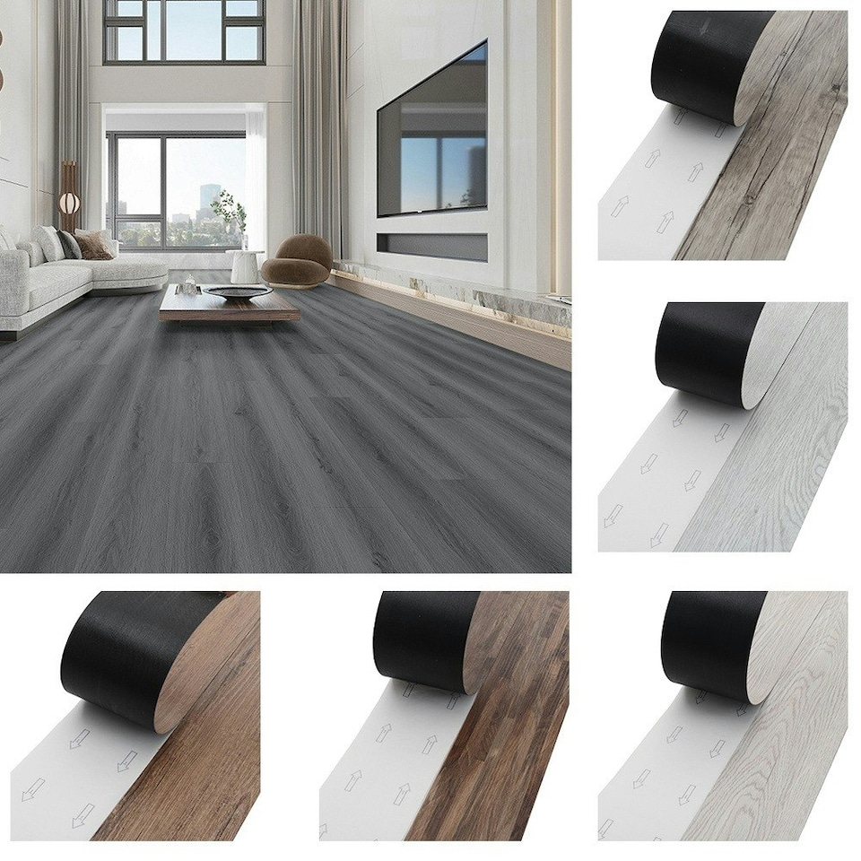image 1 of Living and Home 21Pcs Rustic Style Wood Plank PVC Flooring - White 91.5 L x 15.2 Wcm | White