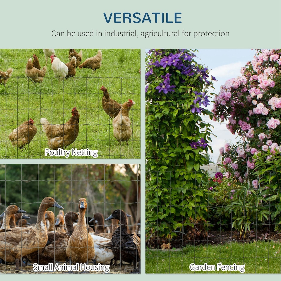 image 1 of PawHut 0.6Mx10M Chicken Wire Mesh Rabbit Poultry Animal Fence PVC Coated Netting