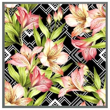Bright plants on geometric background (Picture Frame) Grey | L
