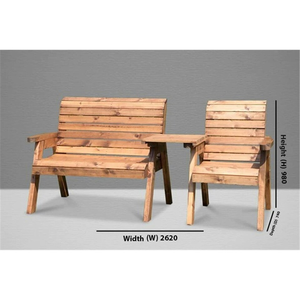 image 1 of Wooden 3 Seat Straight Companion Set With 1 x Bench Cushion Green,1 x Chair Cushion Green & 1 x Fitted Cover