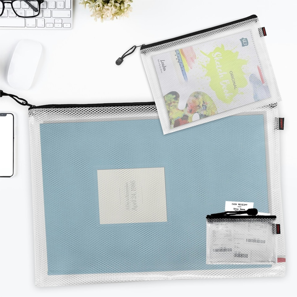 image 1 of Premium A5 Black Zip Mesh Bag by Janrax