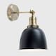image 4 of ValueLights Antique Brass Adjustable Knuckle Joint Wall Light With Gloss Black Dome Shade