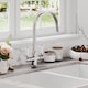 image 3 of Traditional Kitchen Sink Mono Mixer Tap, Brushed Nickel White Lever | Silver | Brushed Nickel | 1