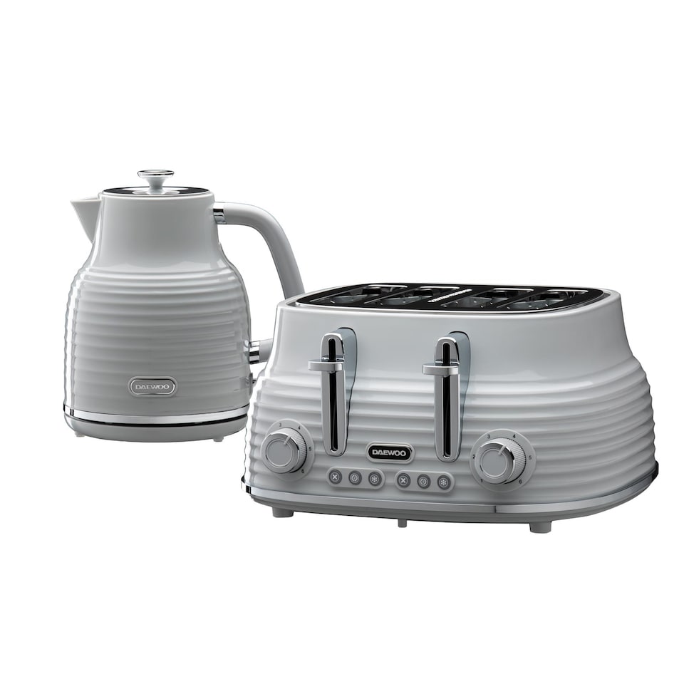 image 1 of Daewoo Sienna 1.7L Rapid Boil Kettle and 4 Slice Toaster Set | Grey | Grey | 4-slice