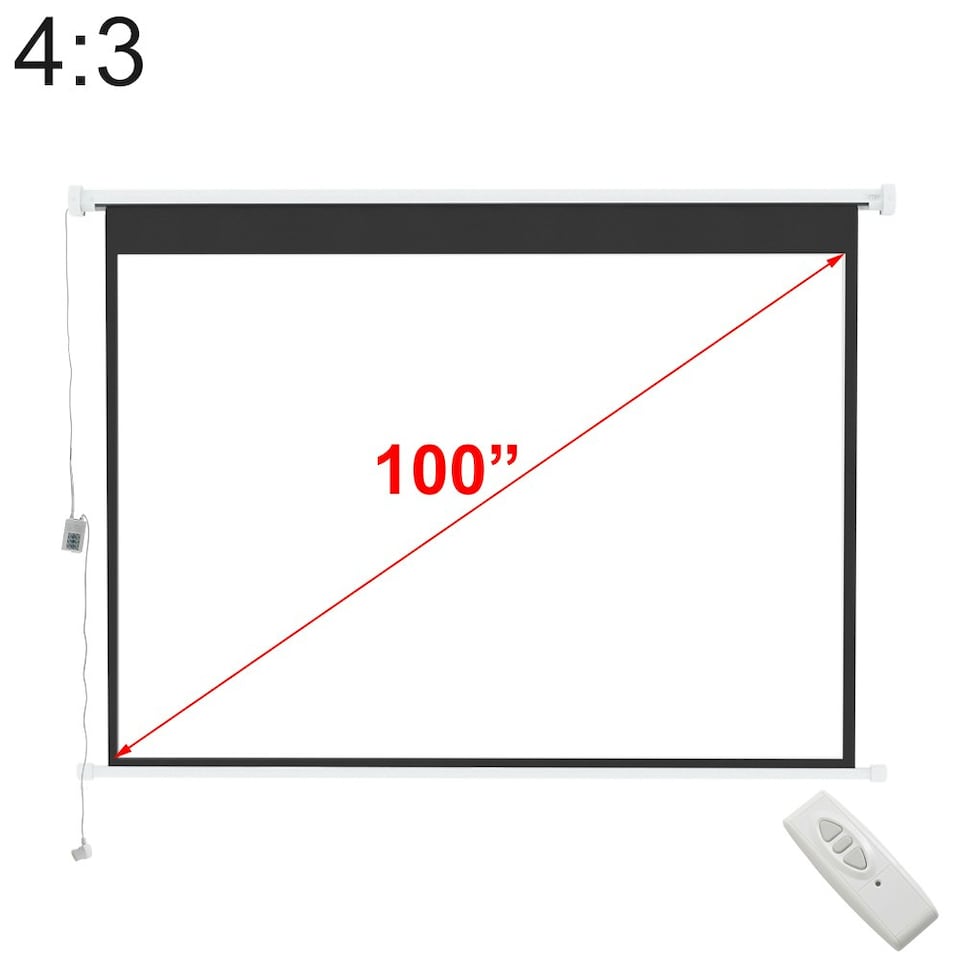 image 1 of Living and Home Wall Mount Electric Projector Screen 4:3 - 227cm W x 152cm H
