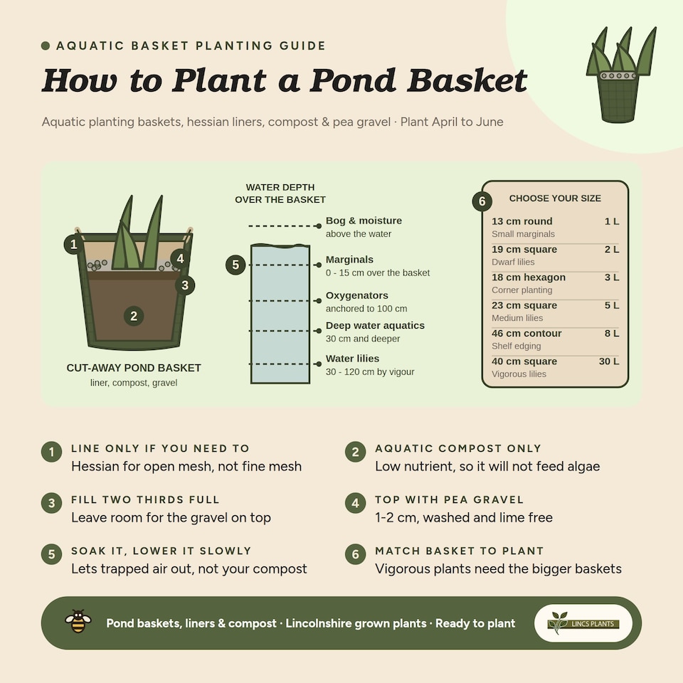 image 1 of Aquatic Pond Planting Basket - Contour Kidney - 46cm / 8 Ltr - Mesh Plant Pot for Water Garden Ponds, Protects Roots