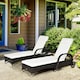 image 2 of Outsunny 3 PCS Rattan Lounger Recliner Bed Garden Furniture Set w/ Side Table