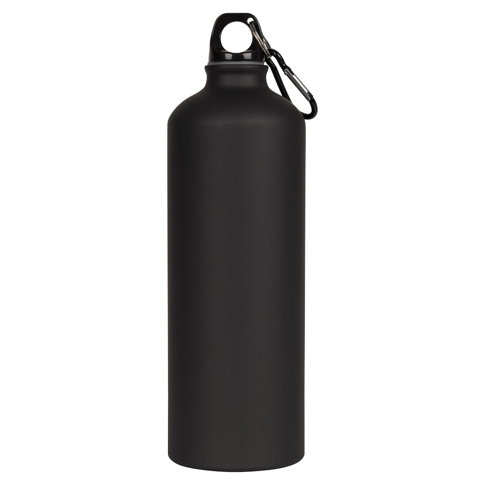 image 1 of Trespass Adults Slurp Water Bottle With Carabiner (1 Litre) | Black | Matt Black | 1