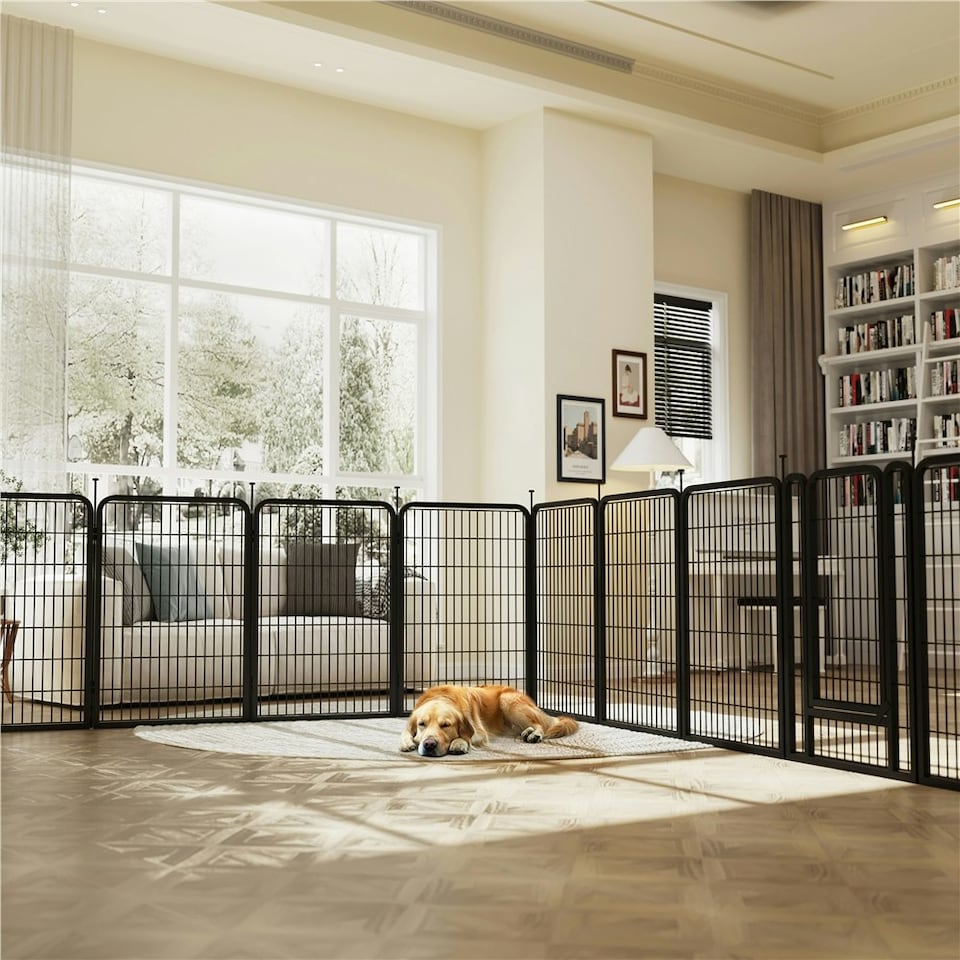 image 1 of Yaheetech 6 Metal Dog Playpen Panels, 68 × 100 cm Black
