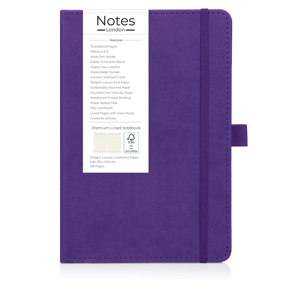 image 1 of Notes London A5 Italian Styled Moretti Notebook Purple