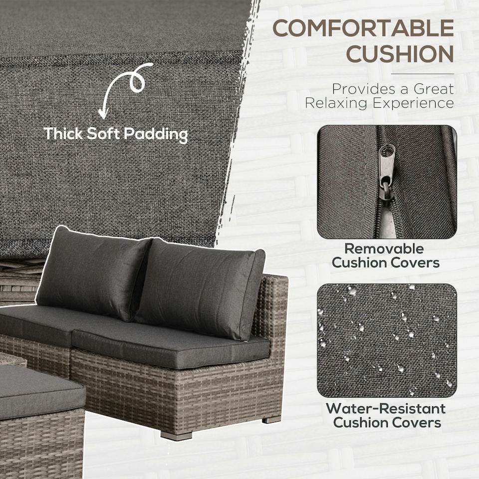image 1 of Outsunny 8pc Outdoor Patio Furniture Set Weather Wicker Rattan Sofa Chair Grey