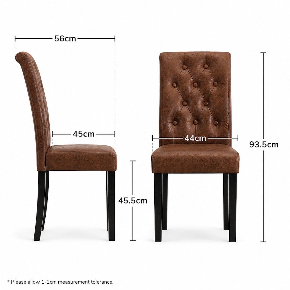image 1 of MCC Direct Set of 2 Fabric Linen Button Back Kitchen Dining Chairs