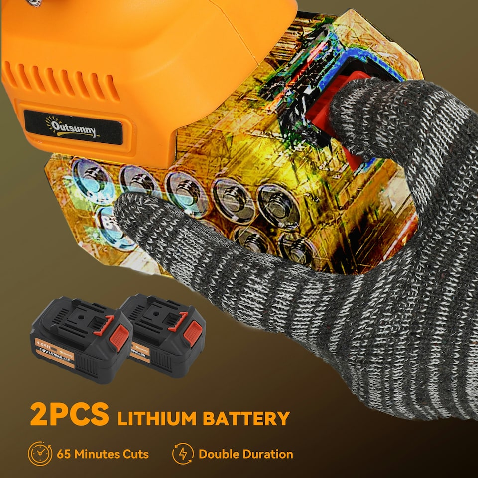 image 1 of Outsunny 8 Inch Electric Chainsaw with Brushless Motor, 2 Batteries, Orange