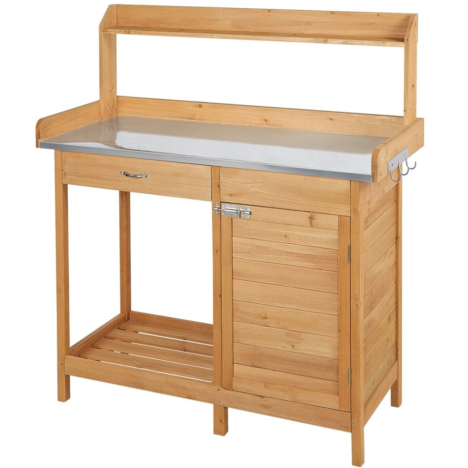 image 1 of Yaheetech Potting Bench Table Work Bench Metal Tabletop