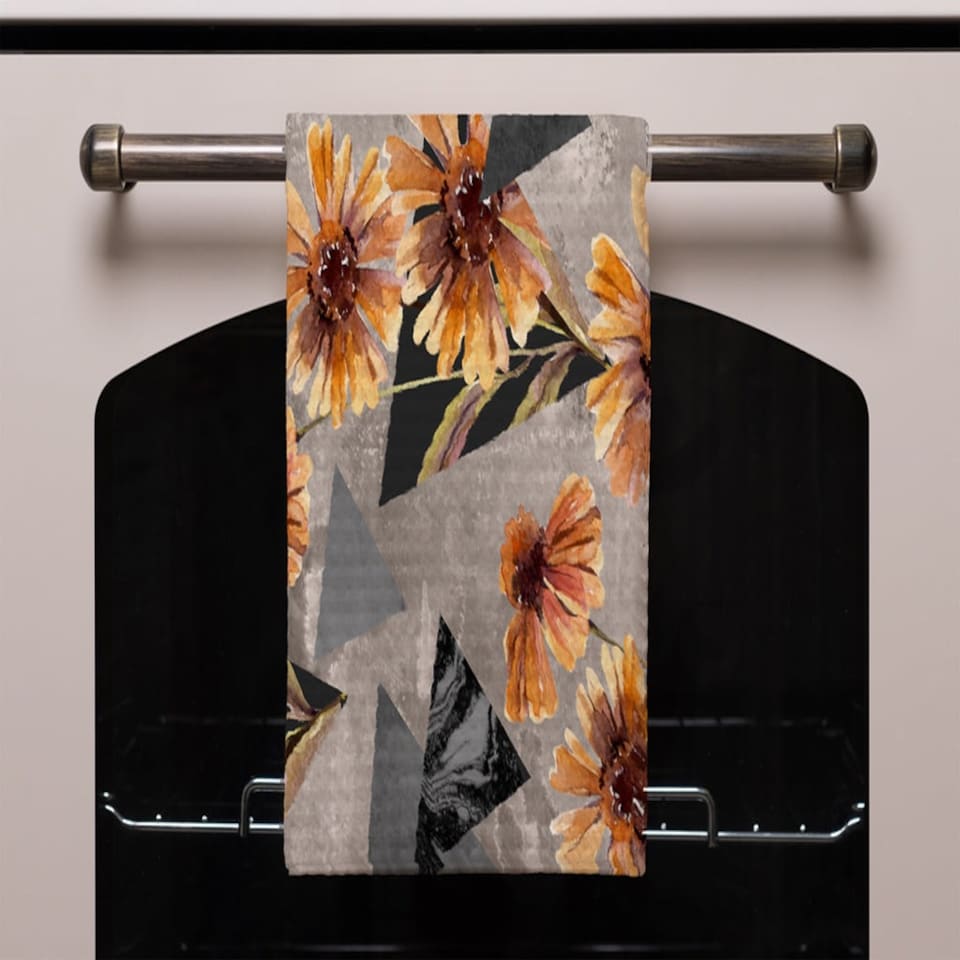 image 1 of Geometric floral shapes (Kitchen Towel)