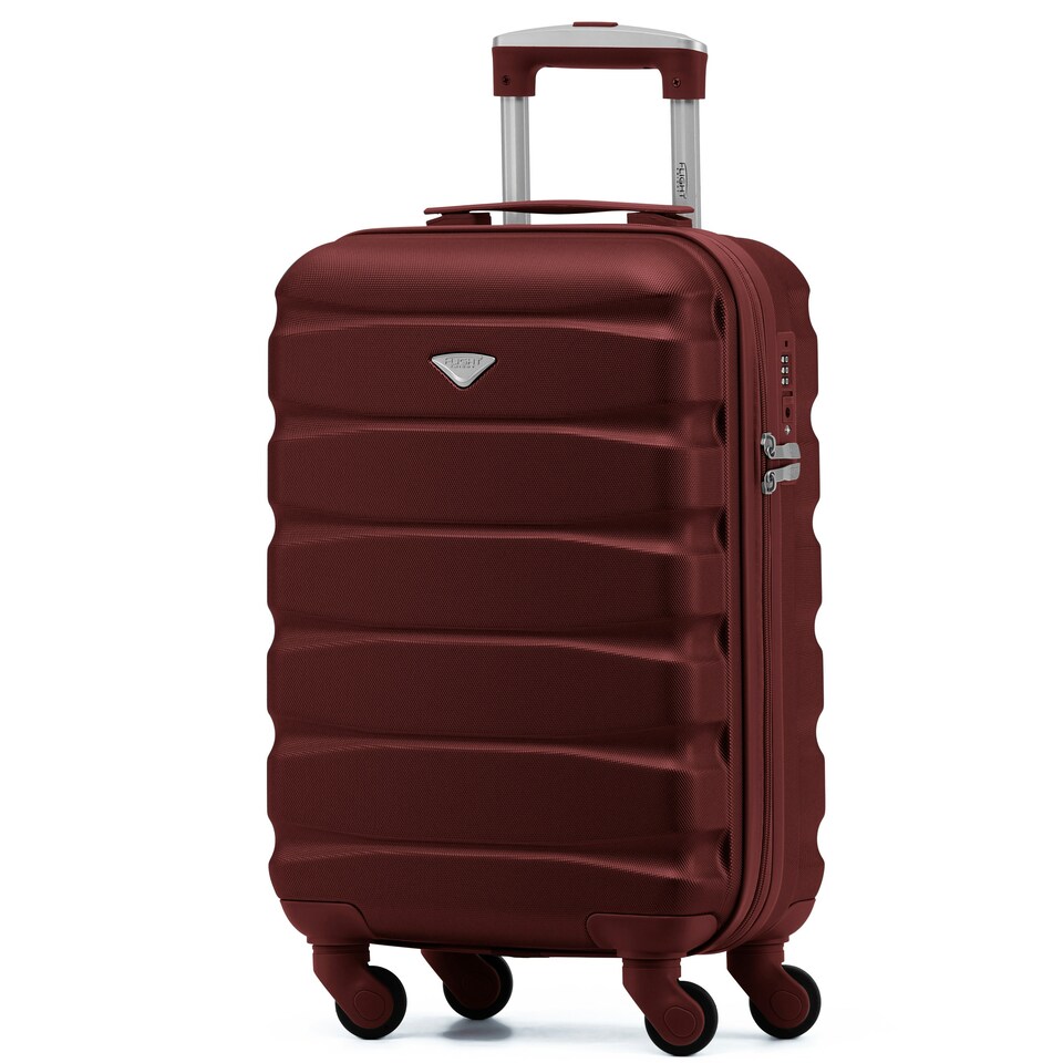 image 1 of Flight Knight Cabin Suitcase 55x35x20cm, Lightweight Carry On Bag - Over 100 Airlines- Ryanair, EasyJet, British Airways - Hand Luggage, ABS Hard Shell TSA Lock Red | Burgundy | Cabin Bag
