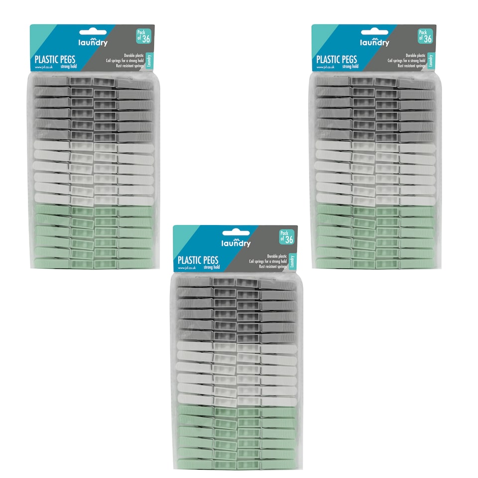 image 1 of JVL 108 Pack Plastic Clothes Pegs, Assorted Colours