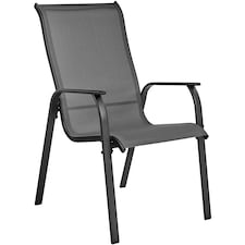 Yaheetech Set of 2 Outdoor Texteline Stackable Dining Chairs with Backrest-Grey | Grey | Grey | One Size