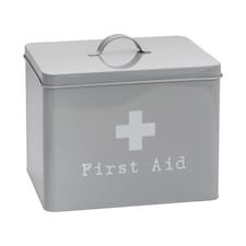 Harbour Housewares Vintage Metal First Aid Box - 28cm - Grey | Grey | Grey | 1