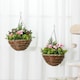image 2 of Outsunny Pack of 2 FauPlant Artificial Lisianthus Flowers Hanging Planter with Basket for Indoor Decoration, Pink
