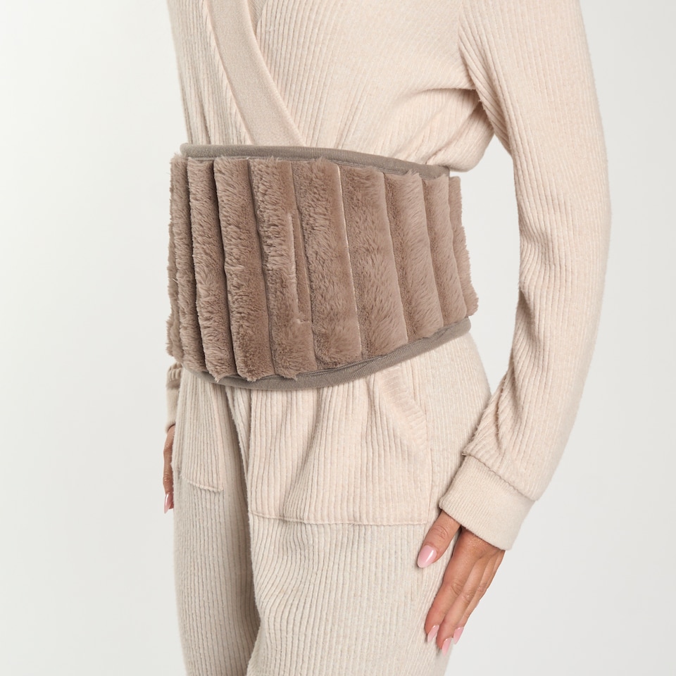image 1 of OHS Ribbed Fleece Hot Water Bottle Belt Adjustable Heating Wrap | Bronze | Mink