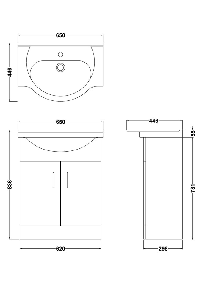 image 1 of Balterley Modern Floor Standing Bathroom 2 Door Vanity and Round Basin Unit - Soft Close Doors | Grey | Satin Dark Grey