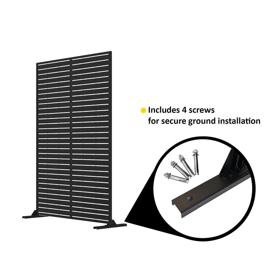 image 1 of Nicoman Metal Slat Indoor Outdoor Privacy Screen with Stand | Black | Black | 1