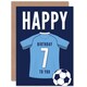 image 1 of Football Strip Kit Sky Top On Dark Age 7 Year Old Child Kids 7th Birthday Card