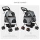 image 3 of PawHut Pet Stroller Foldable Travel Carriage w/ Brake Basket Canopy, Grey